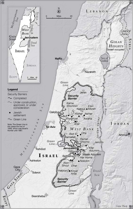 Map of Israel and the West Bank