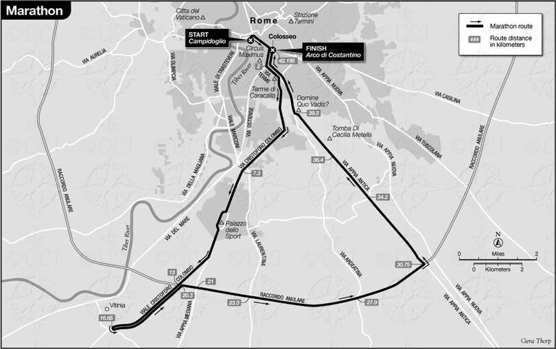 1960 Rome Olympics marathon map