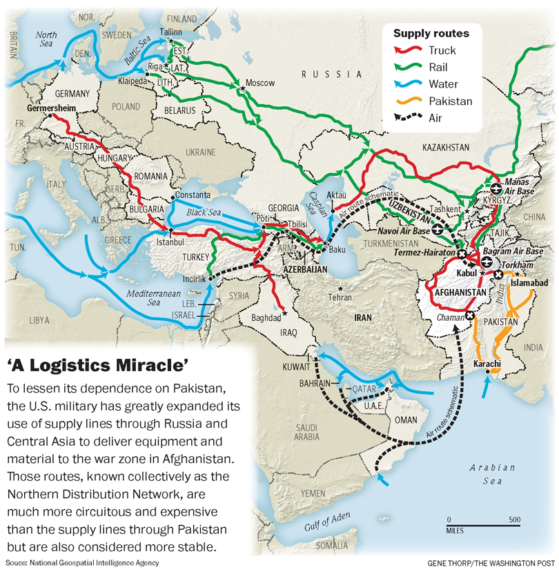 Supply Routes to Afghanistan map