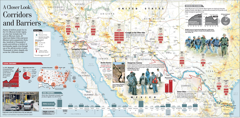 Border crossing map