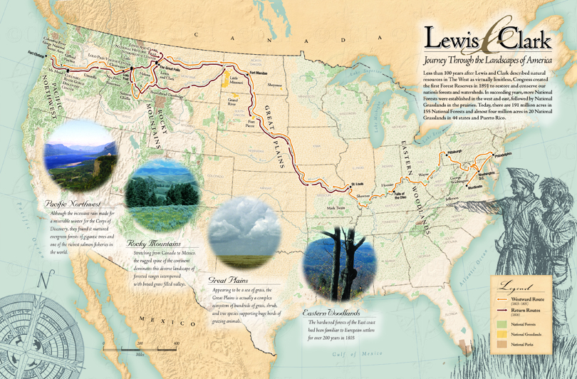 Lewis and Clark route map