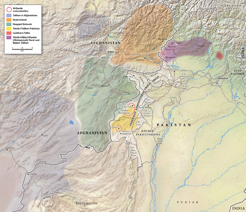 Afghanistan and Pakistan terrorist groups map